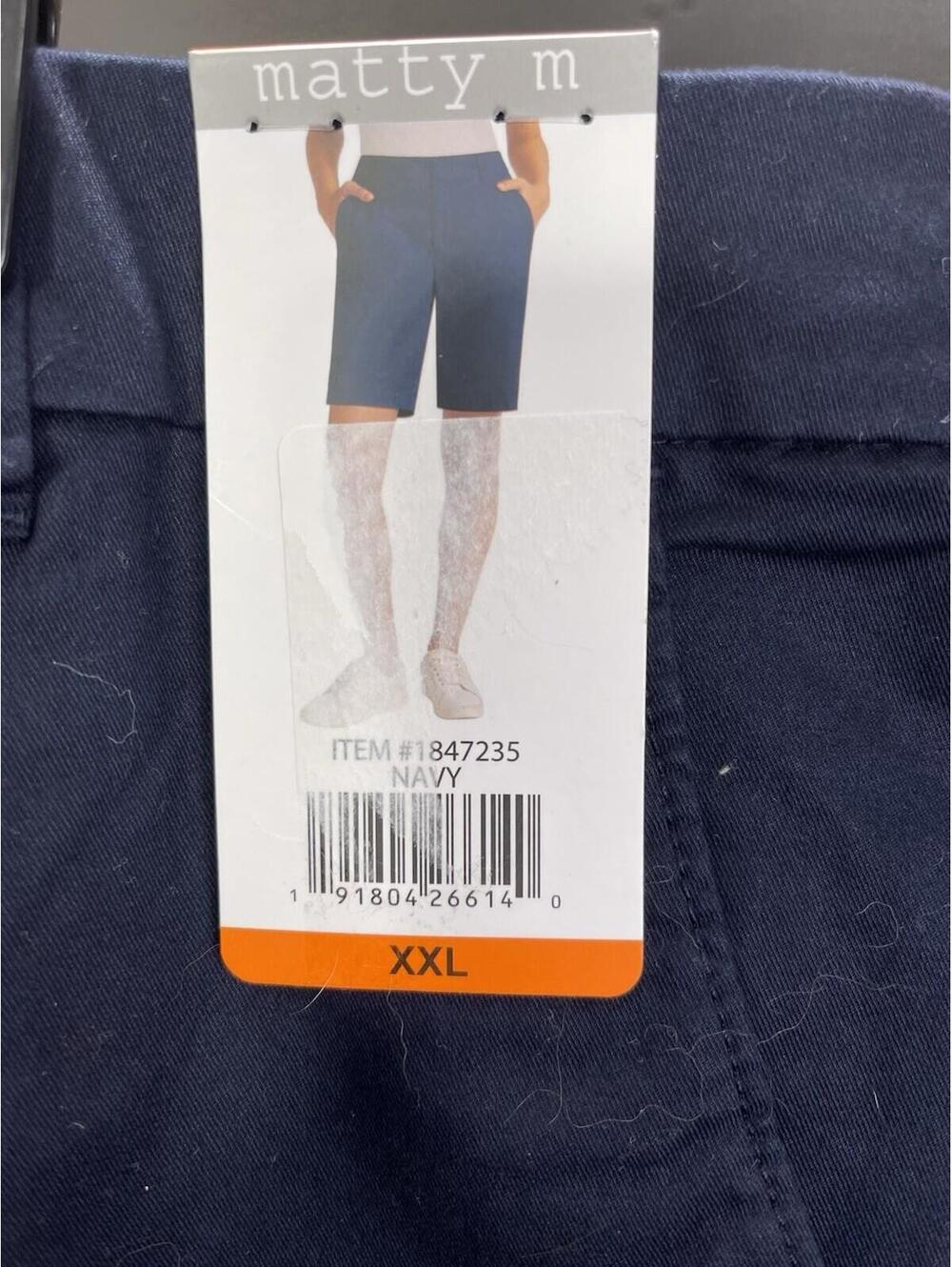 NWT Matty M Women's Navy Chino Shorts Size 2XL High Rise Stretch Walking - Picture 6 of 8